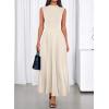 imageBTFBM Summer Dresses for Women 2026 Mock Neck Sleeveless High Waist Flowy A Line Maxi Cocktail Dress Wedding GuestBeige