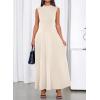imageBTFBM Summer Dresses for Women 2026 Mock Neck Sleeveless High Waist Flowy A Line Maxi Cocktail Dress Wedding GuestBeige