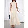 imageBTFBM Summer Dresses for Women 2026 Mock Neck Sleeveless High Waist Flowy A Line Maxi Cocktail Dress Wedding GuestBeige