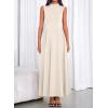 imageBTFBM Summer Dresses for Women 2026 Mock Neck Sleeveless High Waist Flowy A Line Maxi Cocktail Dress Wedding GuestBeige