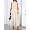 imageBTFBM Summer Dresses for Women 2026 Mock Neck Sleeveless High Waist Flowy A Line Maxi Cocktail Dress Wedding GuestBeige