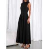 imageBTFBM Summer Dresses for Women 2026 Mock Neck Sleeveless High Waist Flowy A Line Maxi Cocktail Dress Wedding GuestBlack