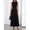 imageBTFBM Summer Dresses for Women 2026 Mock Neck Sleeveless High Waist Flowy A Line Maxi Cocktail Dress Wedding GuestBlack