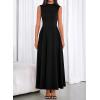 imageBTFBM Summer Dresses for Women 2026 Mock Neck Sleeveless High Waist Flowy A Line Maxi Cocktail Dress Wedding GuestBlack