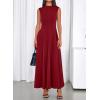 imageBTFBM Summer Dresses for Women 2026 Mock Neck Sleeveless High Waist Flowy A Line Maxi Cocktail Dress Wedding GuestBurgundy