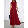 imageBTFBM Summer Dresses for Women 2026 Mock Neck Sleeveless High Waist Flowy A Line Maxi Cocktail Dress Wedding GuestBurgundy