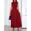 imageBTFBM Summer Dresses for Women 2026 Mock Neck Sleeveless High Waist Flowy A Line Maxi Cocktail Dress Wedding GuestBurgundy