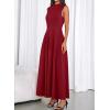 imageBTFBM Summer Dresses for Women 2026 Mock Neck Sleeveless High Waist Flowy A Line Maxi Cocktail Dress Wedding GuestBurgundy