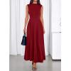 imageBTFBM Summer Dresses for Women 2026 Mock Neck Sleeveless High Waist Flowy A Line Maxi Cocktail Dress Wedding GuestBurgundy