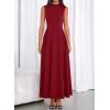 imageBTFBM Summer Dresses for Women 2026 Mock Neck Sleeveless High Waist Flowy A Line Maxi Cocktail Dress Wedding GuestBurgundy