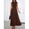 imageBTFBM Summer Dresses for Women 2026 Mock Neck Sleeveless High Waist Flowy A Line Maxi Cocktail Dress Wedding GuestDark Brown