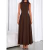 imageBTFBM Summer Dresses for Women 2026 Mock Neck Sleeveless High Waist Flowy A Line Maxi Cocktail Dress Wedding GuestDark Brown
