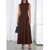 imageBTFBM Summer Dresses for Women 2026 Mock Neck Sleeveless High Waist Flowy A Line Maxi Cocktail Dress Wedding GuestDark Brown