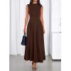 imageBTFBM Summer Dresses for Women 2026 Mock Neck Sleeveless High Waist Flowy A Line Maxi Cocktail Dress Wedding GuestDark Brown