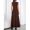 imageBTFBM Summer Dresses for Women 2026 Mock Neck Sleeveless High Waist Flowy A Line Maxi Cocktail Dress Wedding GuestDark Brown