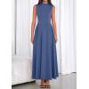 imageBTFBM Summer Dresses for Women 2026 Mock Neck Sleeveless High Waist Flowy A Line Maxi Cocktail Dress Wedding GuestGrey Blue