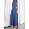 imageBTFBM Summer Dresses for Women 2026 Mock Neck Sleeveless High Waist Flowy A Line Maxi Cocktail Dress Wedding GuestGrey Blue