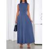 imageBTFBM Summer Dresses for Women 2026 Mock Neck Sleeveless High Waist Flowy A Line Maxi Cocktail Dress Wedding GuestGrey Blue