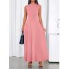 imageBTFBM Summer Dresses for Women 2026 Mock Neck Sleeveless High Waist Flowy A Line Maxi Cocktail Dress Wedding GuestPink