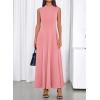 imageBTFBM Summer Dresses for Women 2026 Mock Neck Sleeveless High Waist Flowy A Line Maxi Cocktail Dress Wedding GuestPink