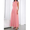 imageBTFBM Summer Dresses for Women 2026 Mock Neck Sleeveless High Waist Flowy A Line Maxi Cocktail Dress Wedding GuestPink
