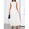 imageBTFBM Summer Dresses for Women 2026 Mock Neck Sleeveless High Waist Flowy A Line Maxi Cocktail Dress Wedding GuestWhite
