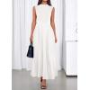 imageBTFBM Summer Dresses for Women 2026 Mock Neck Sleeveless High Waist Flowy A Line Maxi Cocktail Dress Wedding GuestWhite