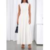 imageBTFBM Summer Dresses for Women 2026 Mock Neck Sleeveless High Waist Flowy A Line Maxi Cocktail Dress Wedding GuestWhite