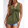 imageBTFBM Tank Top for Women 2026 Spring Summer Tops Babydoll Twist Front V Neck Sleeveless Flowy Dressy Casual BlousesArmy Green