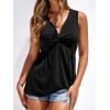 imageBTFBM Tank Top for Women 2026 Spring Summer Tops Babydoll Twist Front V Neck Sleeveless Flowy Dressy Casual BlousesBlack