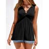 imageBTFBM Tank Top for Women 2026 Spring Summer Tops Babydoll Twist Front V Neck Sleeveless Flowy Dressy Casual BlousesBlack