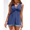 imageBTFBM Tank Top for Women 2026 Spring Summer Tops Babydoll Twist Front V Neck Sleeveless Flowy Dressy Casual BlousesBlue