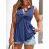imageBTFBM Tank Top for Women 2026 Spring Summer Tops Babydoll Twist Front V Neck Sleeveless Flowy Dressy Casual BlousesBlue