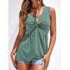 imageBTFBM Tank Top for Women 2026 Spring Summer Tops Babydoll Twist Front V Neck Sleeveless Flowy Dressy Casual BlousesBlue Green