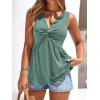 imageBTFBM Tank Top for Women 2026 Spring Summer Tops Babydoll Twist Front V Neck Sleeveless Flowy Dressy Casual BlousesBlue Green