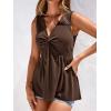 imageBTFBM Tank Top for Women 2026 Spring Summer Tops Babydoll Twist Front V Neck Sleeveless Flowy Dressy Casual BlousesBrown