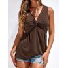 imageBTFBM Tank Top for Women 2026 Spring Summer Tops Babydoll Twist Front V Neck Sleeveless Flowy Dressy Casual BlousesBrown
