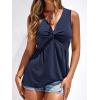 imageBTFBM Tank Top for Women 2026 Spring Summer Tops Babydoll Twist Front V Neck Sleeveless Flowy Dressy Casual BlousesNavy Blue