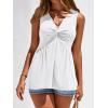 imageBTFBM Tank Top for Women 2026 Spring Summer Tops Babydoll Twist Front V Neck Sleeveless Flowy Dressy Casual BlousesWhite
