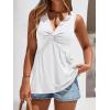 imageBTFBM Tank Top for Women 2026 Spring Summer Tops Babydoll Twist Front V Neck Sleeveless Flowy Dressy Casual BlousesWhite