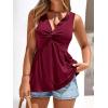 imageBTFBM Tank Top for Women 2026 Spring Summer Tops Babydoll Twist Front V Neck Sleeveless Flowy Dressy Casual BlousesWine Red
