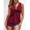 imageBTFBM Tank Top for Women 2026 Spring Summer Tops Babydoll Twist Front V Neck Sleeveless Flowy Dressy Casual BlousesWine Red