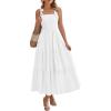imageBTFBM Boho Maxi Dress Sleeveless Summer Dresses for Women 2026 Beach Vacation Smocked A Line Casual Sundress PocketsWhite